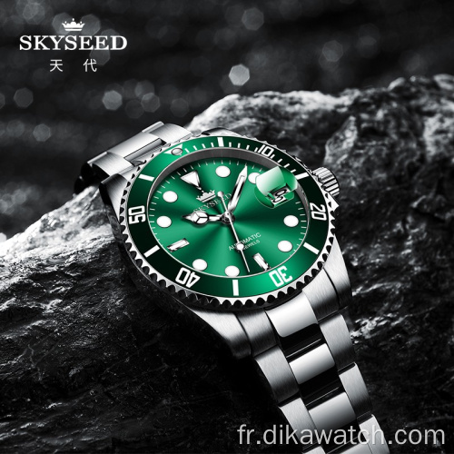 SKYSEED montre fantôme d&#39;eau verte montre mécanique masculine